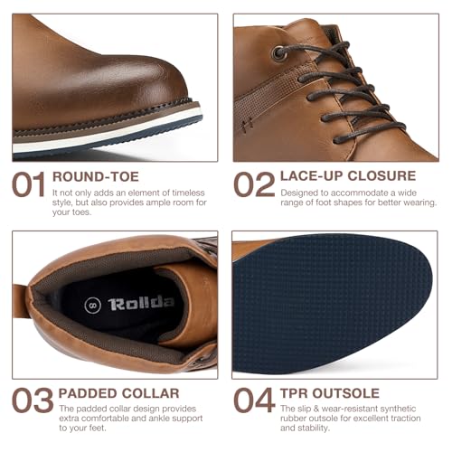 Rollda Men's Chukka Boots Casual Boots Lace Up Dress Boots Shoes for Men Ankle Boots2