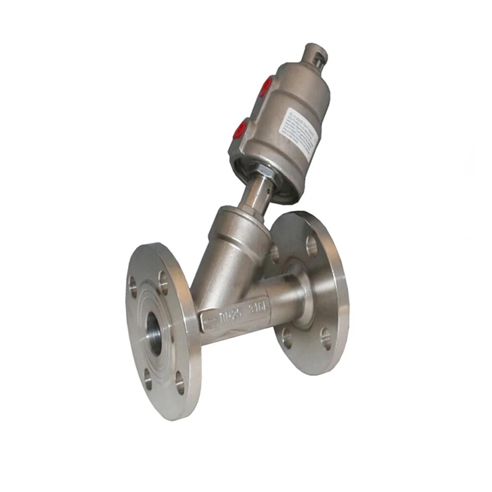 Vanne à siège incliné normalement fermée bride 3/4 po commande pneumatique PTFE