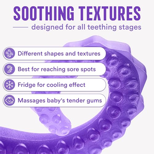 Image of - Made in USA Medical Grade Silicone Teether for Infants - Multi-Stage Molar Relief & Interactive Parent-Finger Fit - 0-24 Months