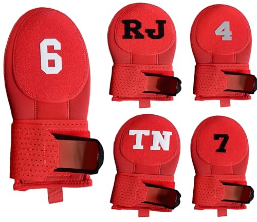 Red Sliding Mitt with Custom Number Baseball Softball. Baserunner Protection Glove. Youth and Adult Sizes