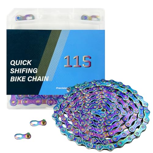 Colourful Bike Chain 11 Speed Bike Chain 1/2 x 11/128 Inch 116 Links Alloy Steel Triple Strand Suitable for Mountain Bike Road Bike