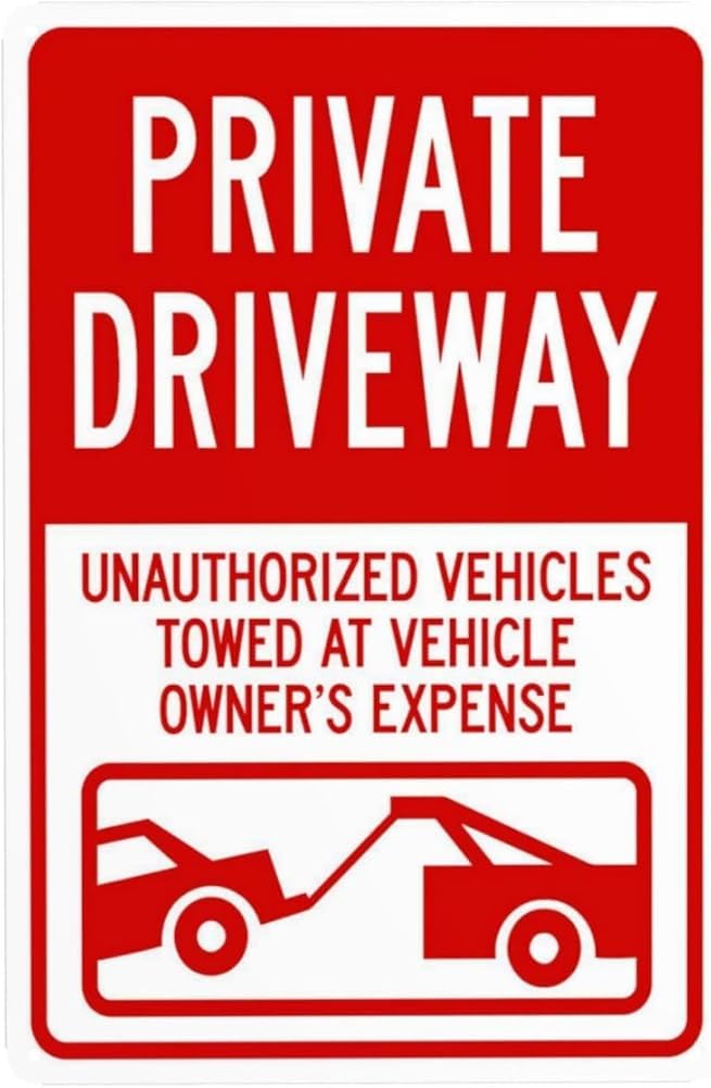 Private Driveway Unauthorized Vehicles Towed At Owner Expense With Graphic Warning Sign Driveway Security Metal Signs For Business Home Wall Safety Caution Decor Gift For Women Men 8x12 Inch