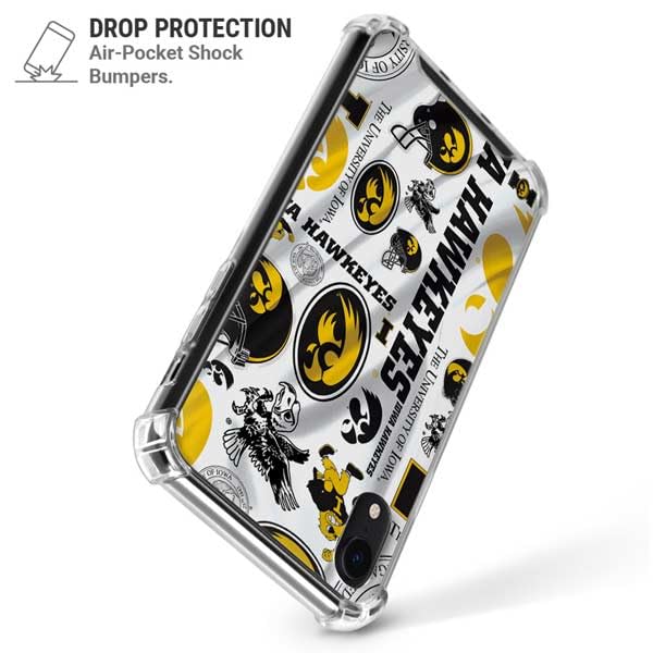 Skinit Clear Phone Case Compatible with iPhone XR - Officially Licensed University of Iowa Hawkeyes Pattern Design