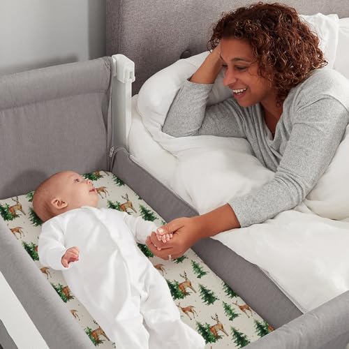 Image of Stretch Fitted Bassinet Sheet Set BROLEX 2 Pack Cradle Sheets for Bassinet Pad /Mattress,Unisex Boys Girls,Ultra Soft,Sika Deer Foliage