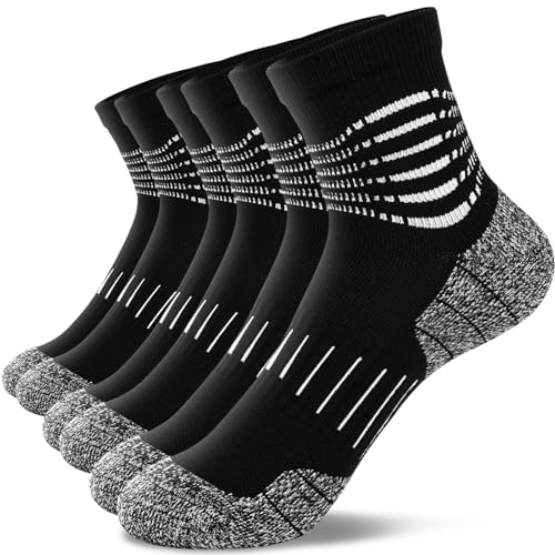 IRAMY Ankle Compression Socks for Men Athletic Running Socks with Cushioned Support 3 Pairs