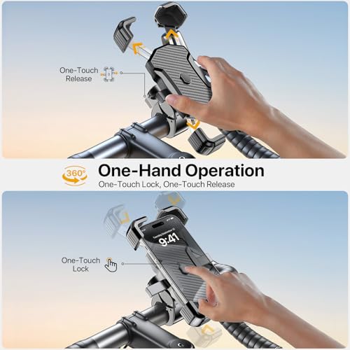 image for Miracase Motorcycle Phone Mount, One Touch Release and Lock Bike Phone