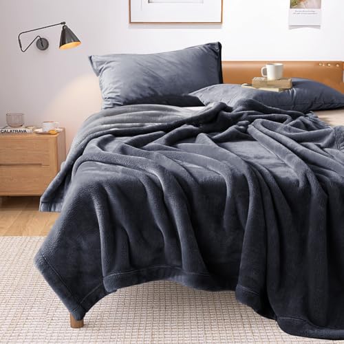 YISURE Wasserfeste Decke Liebesdecke 230x200cm für Paare, Dunkelgrau/Hellgrau Spritzdecke für Erwachsene Paare, Reversible Möbel- oder Bettmatratzenschoner