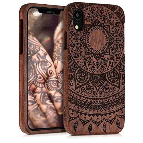 kwmobile Funda Compatible con Apple iPhone XR - Carcasa de Madera para móvil - Case Trasero Sol hindú