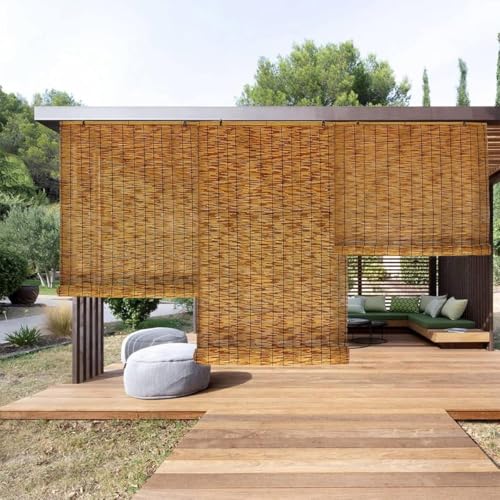 Cortinas De Caña Tejidas A Mano Naturales Cortinas Opacas De Paja para Exteriores E Interiores Adecuadas para Balcones Jardines Dormitorios Persianas Elevables(100x160cm)