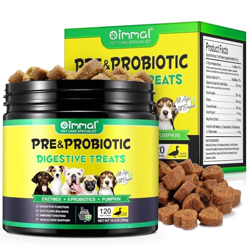 Probióticos para perros, probióticos para perros, enzimas digestivas, salud intestinal, picor cutáneo, alergias, diarrea, equilibrio de levaduras, sistema inmunológico y soportes para la salud, 120
