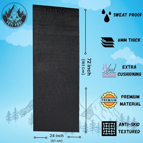 Image of EVA Yoga Mat 6mm Anti Slip Exercise Workout Mat Durable Comfortable Unisex Home Gym Pilates Training Black Fitness Mat