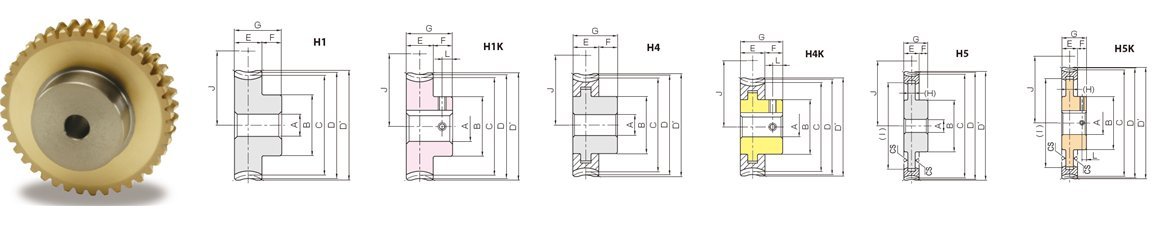 KHK AG0.8-60R1, 0.8, 60 Tooth, Single Start, Right Hand, Aluminum-Bronze Worm Wheels