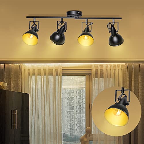 Unikcst Deckenstrahler 4 Flammig E14 Deckenlampe Schwarz Gold Spots...