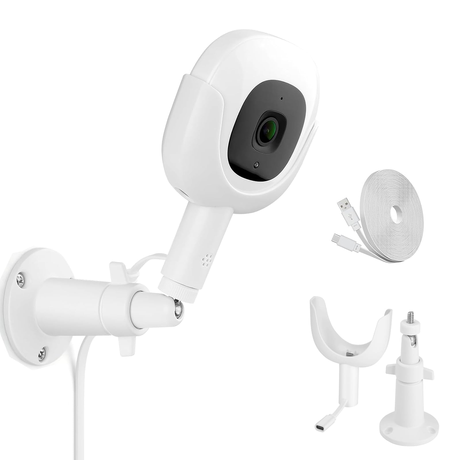 Didalo Wall Mount for Nanit Pro Baby Monitor, Adjustable Baby Monitor Charger Mount with Type-C Charging Port and 10FT Power Cable, Prevent Nanit Pro