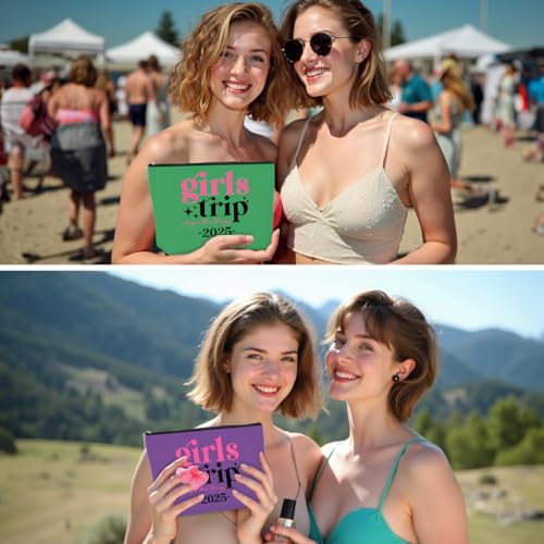 6 Pcs Girls Trip Gifts Set - Insulated Makeup Cosmetic Travel Bag Kit for Women, Bachelorette Weekend Favors, Spa Vacation Essentials, Mother's Day Christmas Birthday Gift for Friends Daughter4