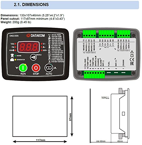 DATAKOM DKG-225 Automatic Mains Failure Controller with Battery Charger
