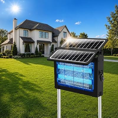OnBeam Solar Bug Zapper Outdoor, Dual Solar Powered 4500V Mosquito Killer