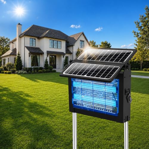 Image of OnBeam Solar Bug Zapper Outdoor with Dual Solar Panel, 4500V Mosquito Zapper Waterproof Rechargeable Electric Fly Zapper, Cordless Fly Trap Mosquito Killer for Backyard, Patio, Garden, RV Camping