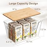 Criusia 2 Set Pantry Organizers and Storage with Bamboo Lids, Stackable Clear Bins for Onion, Potato, Fruit, Vegetables, Trash Bag Dispenser, Kitchen and Under Sink Organizer - Image 2