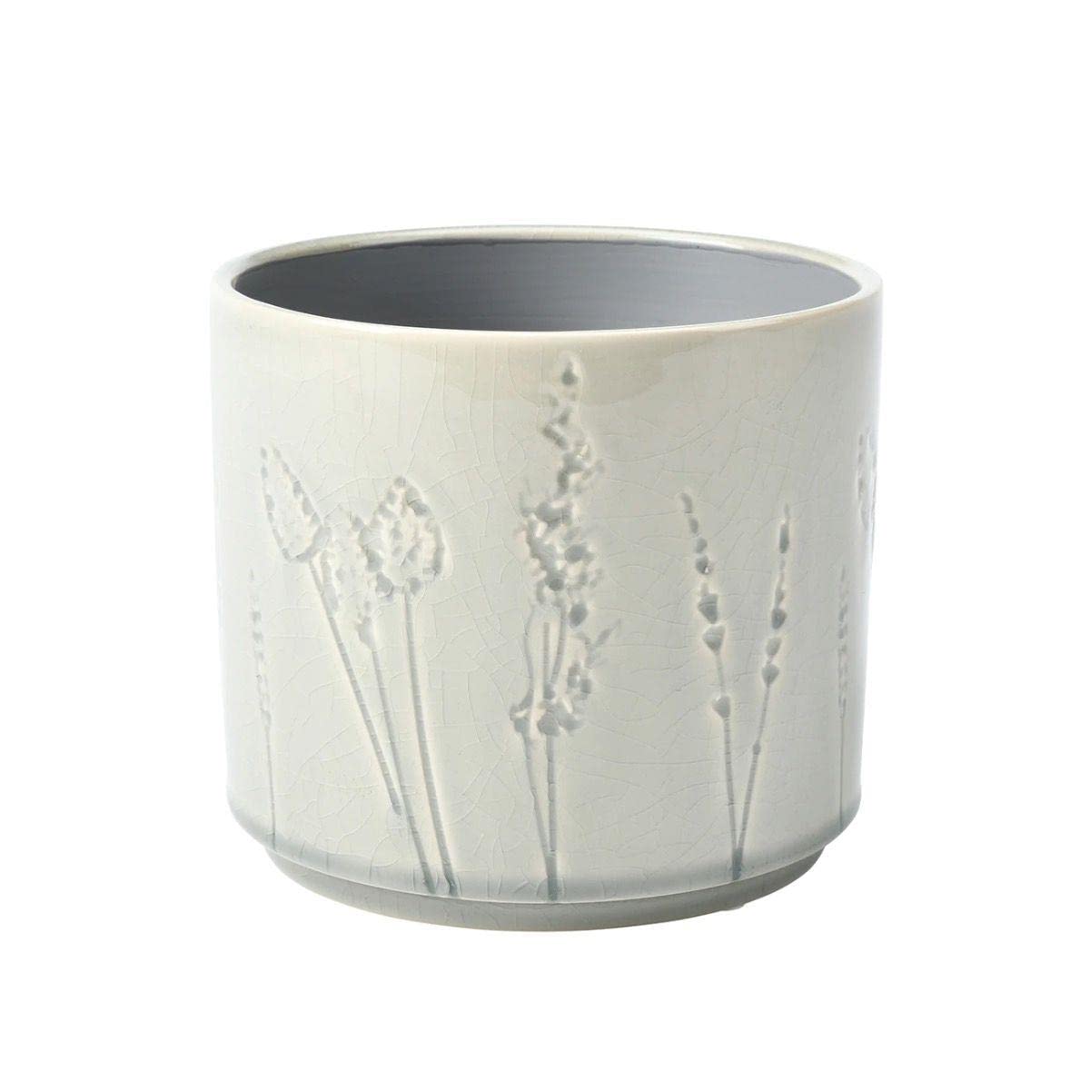 Burgon & Ball Provence Glazed Flower Pot, Large, Grey