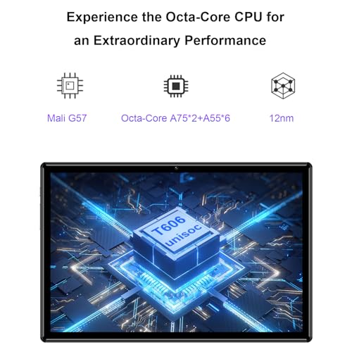 Image of Android Tablet 10 Inch, Octa-Core Android 13 Unlocked Tablet with SIM Card Slot, 128GB ROM+6GB RAM, 5MP+13MP Camera /5G WIFI GPS /BT /6000mAh /1280*800 IPS Screen /Cellular Tablet with Case (Black)