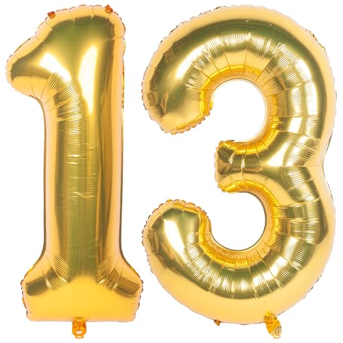 40 Inch gold Number Balloons 13 Helium Foil Mylar Balloon
