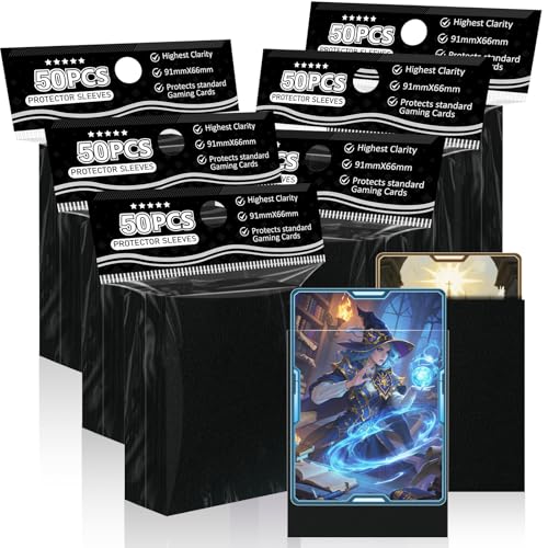 Schwarze Kartenhüllen für MTG, 300 Packung Perfect Fit Standard Kartenhüllen für Trading Cards Sportkarten Baseballkarten TCG, stabil und schön mischbar