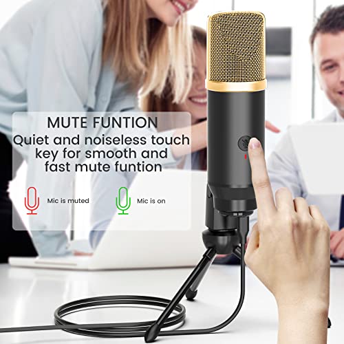 Lavales Condenser Microphone Usb Microphone With Tripod For Streaming, Podcast Vocal Recording Gaming Conference Computer Microphone (Gold) #TOP4