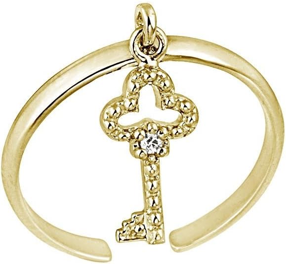 Hoops & Loops 925 Sterling Silver Dangling Key Open Toe Ring for Women Men