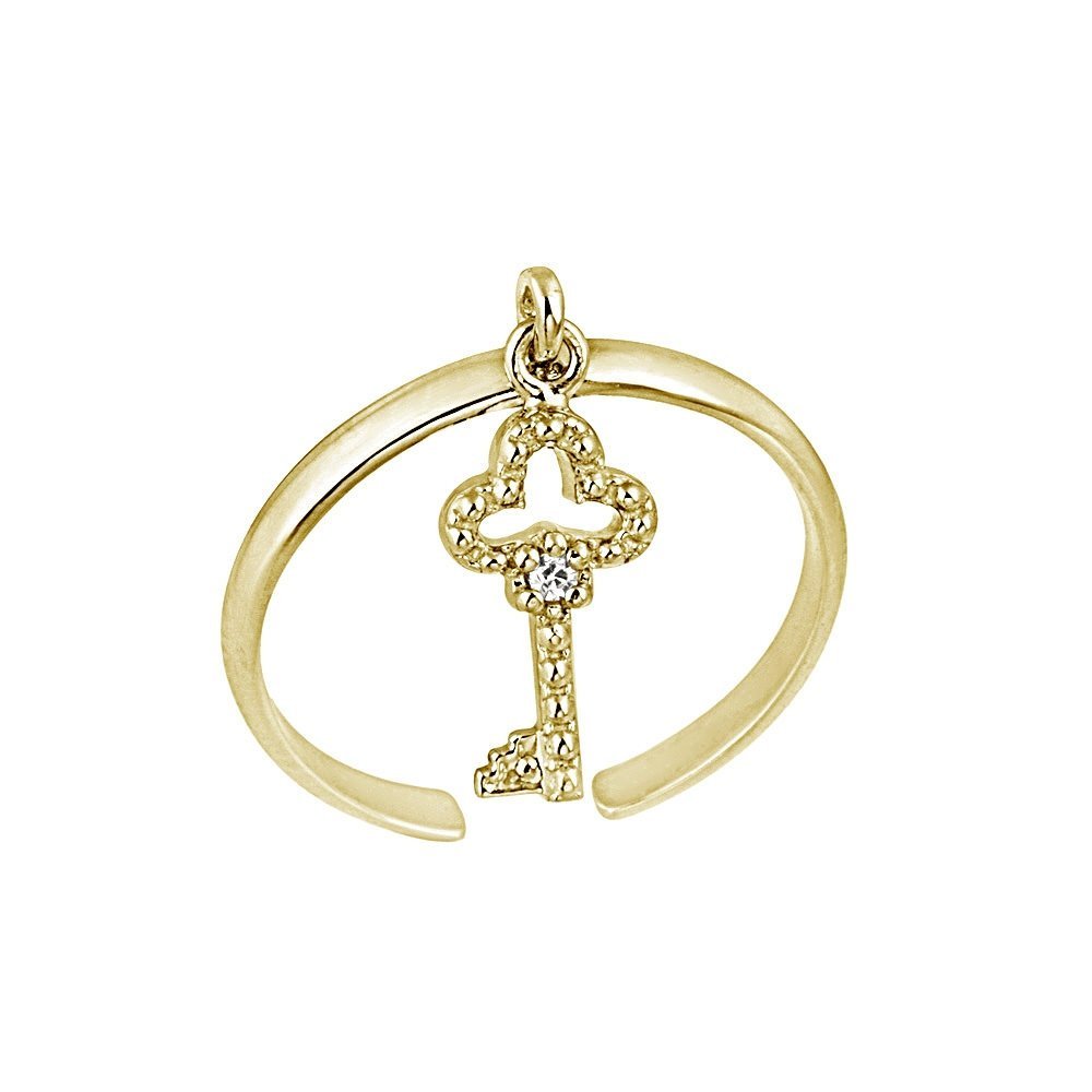 Hoops & Loops Sterling Silver Designer Inspired Dangling Key Toe Ring