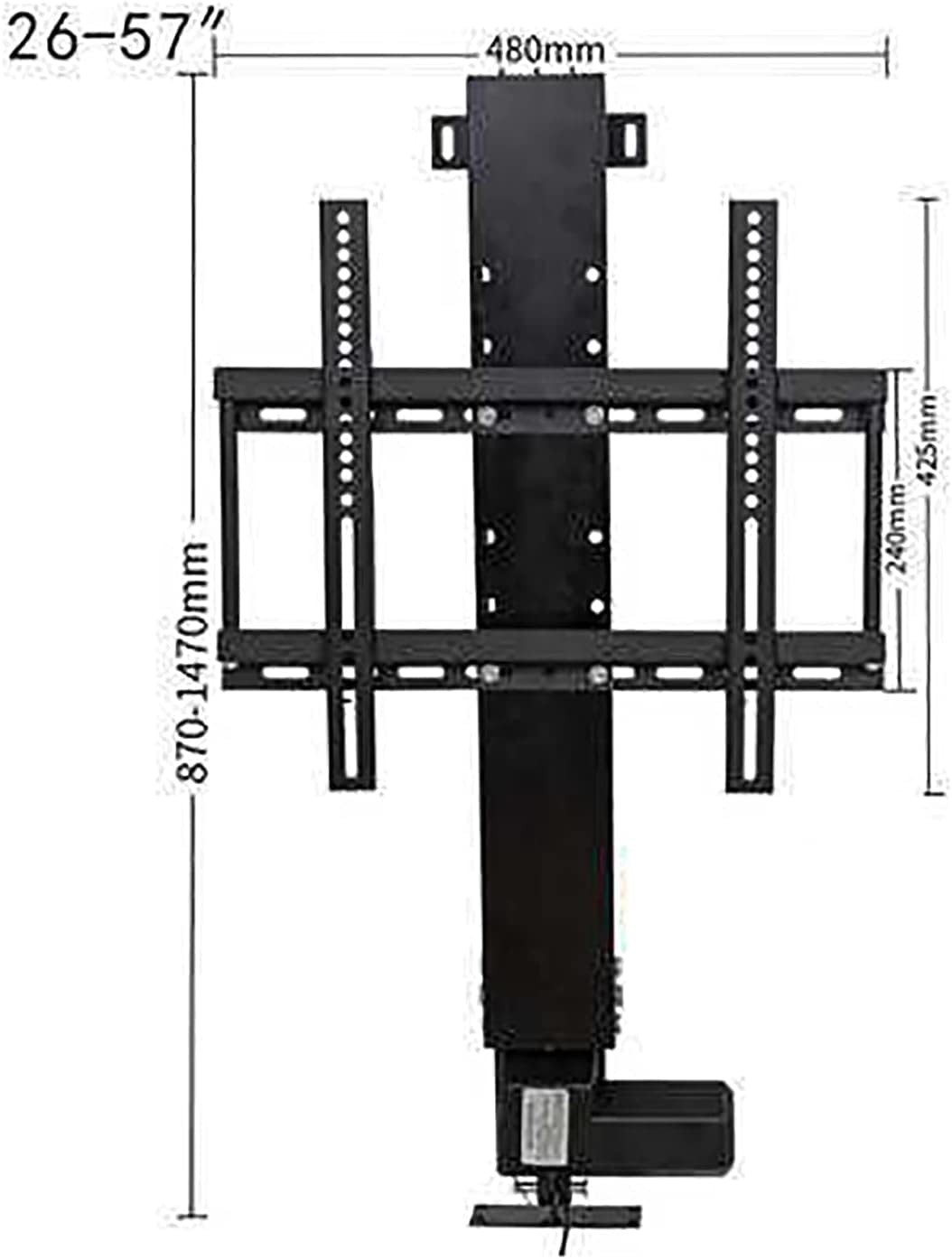Soporte TV Moderno, Soporte Pared para TV, Soporte motorizado para TV, elevación 60 cm/23,6 Pulgadas, Elevador eléctrico para TV con Control Remoto inalámbrico RF y con Cable para TV 26 a 57 pulgad
