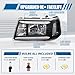 Upgraded Headlight Assembly with Corner Light Compatible with Ford Ranger 2001-2011 Headlamp, Pair of Integral Replacements with LED DRL Tube Light Bar, Black Housing Clear Corner, Left+Right