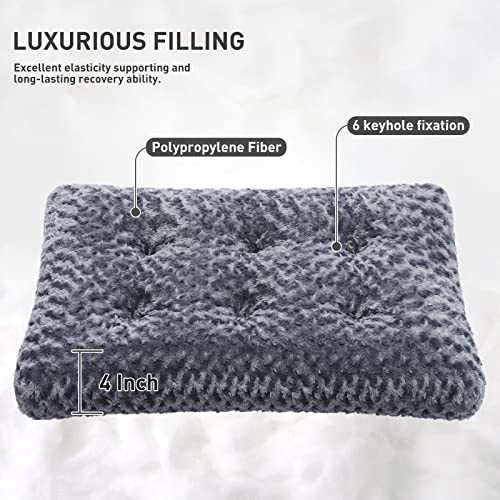 Image of KSIIA Washable Dog Beds Large Sized Dog Crate Bed Pet Mat 47 inchx29 inch Gark Gray | Deluxe Plush Comfy Kennel Pad, Anti-Slip Bottom,Deep Sleeping Mat for Large Dogs,Machine Washable for Easy Cleaning
