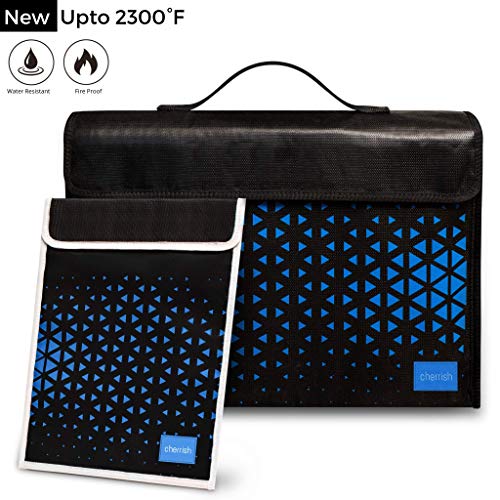 Fireproof Bag Set of 2 - Fireproof Document Bags 15” x 11", Fireproof