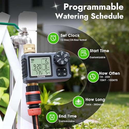 Minuteur d'arrosage programmable robuste avec filetages d'entrée en laiton - 4