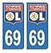 HADEXIA Autocollant Stickers Plaque immatriculation Voiture Auto 69 Club OL Olympique Lyonnais Bleu Foot