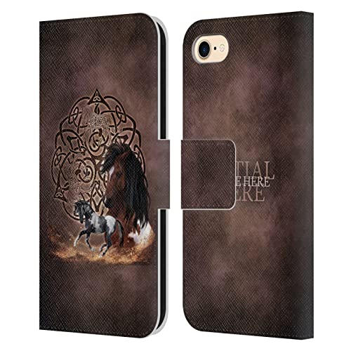 Coque en cuir iPhone SE et 8 personnalisable cheval pour cavaliers en balade
