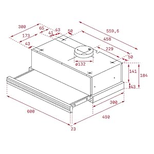 TEKA Campana Extractora Integrada 60 cm, 3 Velocidades, Motor Doble, Sistema de Recirculación de Aire, Filtro de Carbón, de Acero Inoxidable, CNL 6415