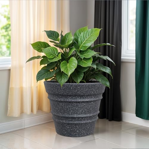 Image of YUCCABE ITALIA Fox B BR 18 Inch Grey Planter Pot Big Flower Pot for Balcony, Home & Garden Plants