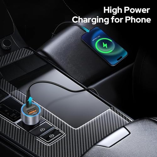 Image of 165W Super Fast Car Charger with 60W 3-in-1 Cable, PD 45W USB C & 120W SuperVOOC Dual Port Car Charging Adapter Compatible with iPhone, Samsung Galaxy, OnePlus, Oppo, Vivo and Android Devices