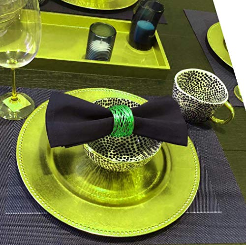 Image of SKAVIJ Handmade Twisted Wire Mesh Napkin Rings Holders Decor Dinner Party Wedding Thanksgiving Christmas Gathering (Green 12pcs)