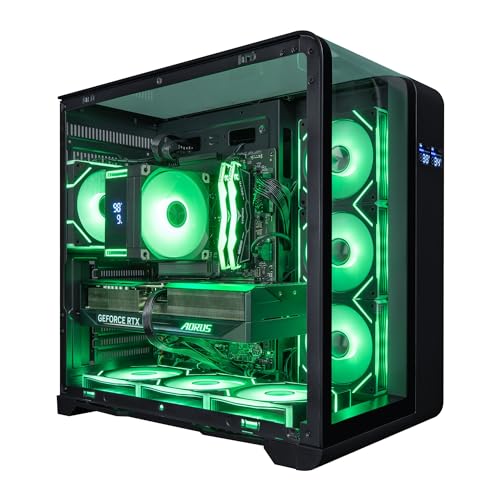 HYPER CYBER Phantom Gaming Desktop, Intel Core i7 14700K, Radeon RX9070XT, 64GB DDR5, 2TB SSD, Tower Fan Black, Windows 11 Home, RGB Lighting, WiFi, Ready to Use