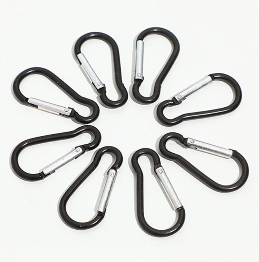 100 Pièces Mousqueton en Alliage d'aluminium Noir, Mini Mousqueton Porte-clés, pour Le Camping, la Randonnée, la Pêche