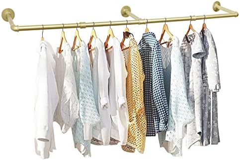 Oroonoko 72inch Gold Wall Mounted Clothes Rack, Industrial Pipe Garment Rack Hanging Rod Bar for Closet Storage,Laundry Room Up to Max Load 135lbs(Gold)