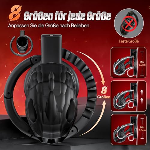 PRONFANS Peniskäfig Sex toys Chastity cage Männer 8 Größen in 1, Keuschheitskäfig herren Sex spielzeug für Paare Männer Sex Sexspielzeug Invisible Lock, Sex toyset für man keuschheitsgürtel Schwarz