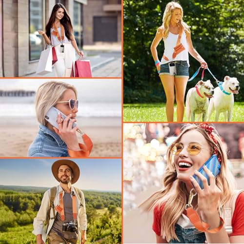 Image of XANGNIER Clip and Go Strap for Phone with Wallet Crossbody, Phone Strap with Zippered Wallet, Adjustable Anti Theft Cellphone Lanyard for Women, Cellphone Chain Accessories,Orange