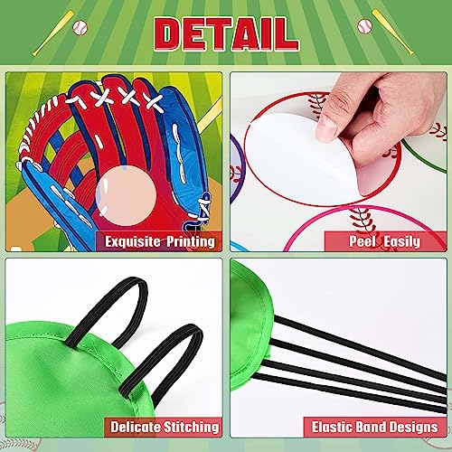 Image of WERNNSAI Pin The Baseball on The Glove Game - Sport Birthday Party Decorations Baseball Party Games Poster with 24 Pcs Stickers for Kids Boys Family Birthday Carnival Supplies