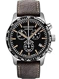 zeppelin 100 jahre zeppelin chronograph alarm 7680-1 Wassergeschützt (10 ATM Prüfdruck nach DIN-Norm 8310) - Dunkelbraunes Vintage Lederband mit heller Kontrastnaht und Edelstahl Dornschließe