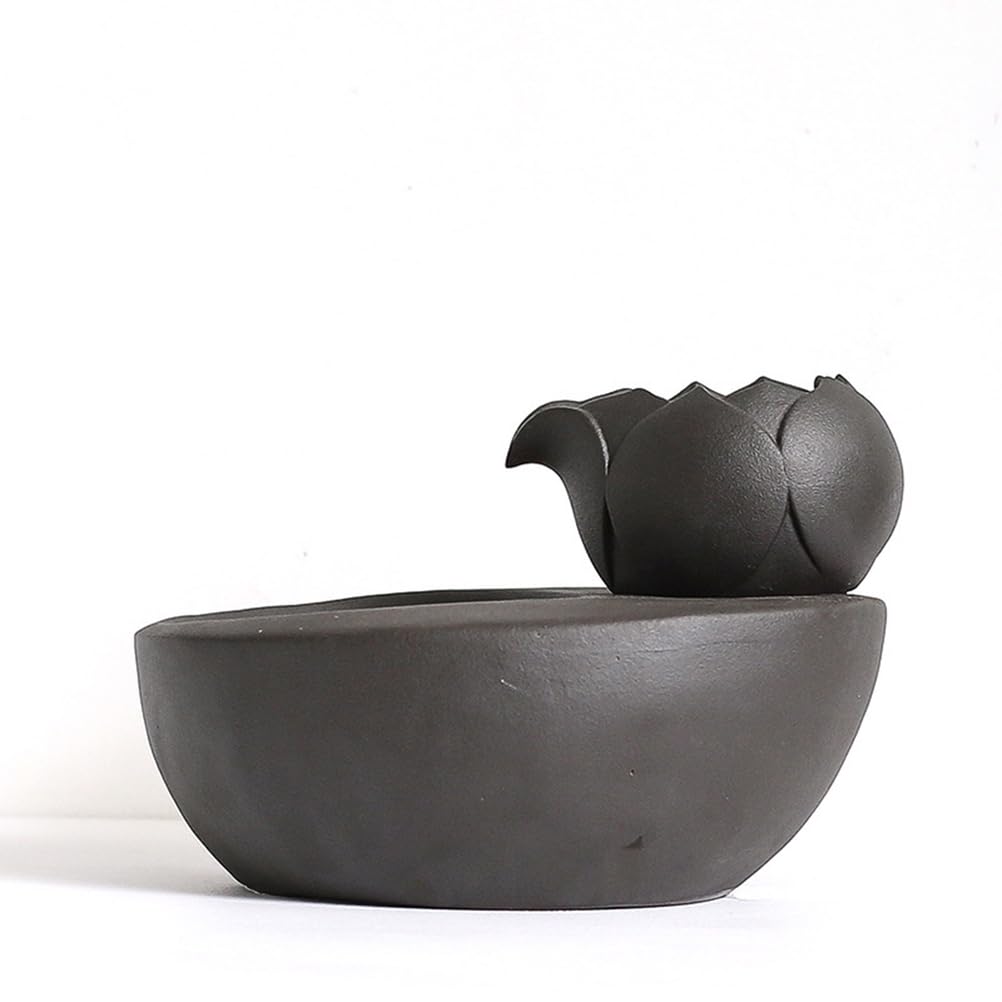 Poidło dla kota, Ceramiczna miska na wodę z recyrkulacją dla kotów z wbudowaną cichą pompą, Poidełko dla kota z wodospadem i czterema portami powrotnymi,Black