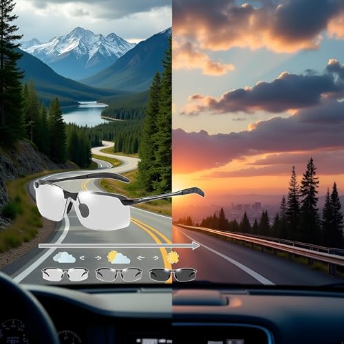 Gray Polarized Photochromic Sunglasses UV400 Sports Sunglasses Day and Night Driving Glasses Ultra-Light Sun Glasses Eyewear for Women's Cycling Glasses and Goggles Sports3